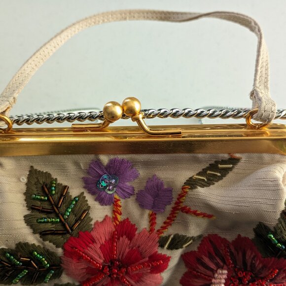 Marco Avane White Beaded Embroidered Clutch - Picture 7 of 11